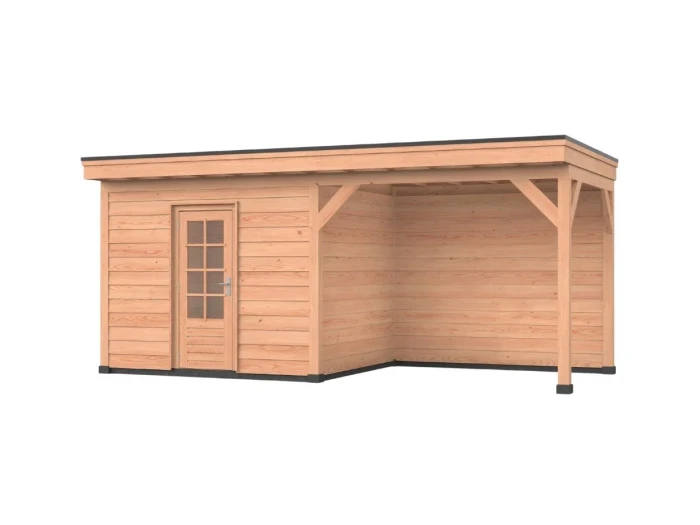 Douglas overkapping, 600 x 250, Met achterwand en schuur, Westwood DIY - Afbeelding 1